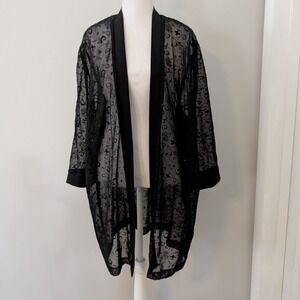 VTG Lady Dorby Sheer Cardigan  SIZE 16WP Glam Wedding Event Velvet Glitter Black
